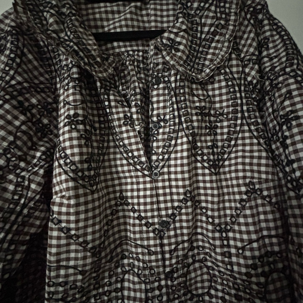 Pilcro Anthropologie Embroidered Smock Dress in Brown and Black - Picture 3 of 6